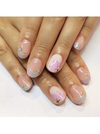 ショートネイルタイダイフレンチ