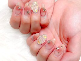 チークネイル/ワンホン/リボン