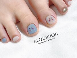 夏の押し花ネイル