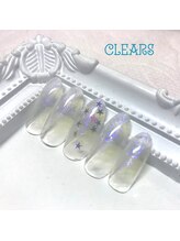 ビューティーネイルサロン クリアーズ(Clears)/白ラメグラデーションネイル
