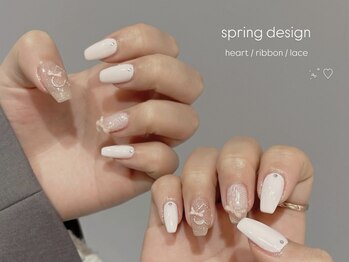 ランドネイル 天神(LANDNAIL)/レース×パステルピンク○*