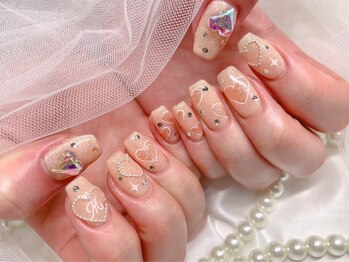 ジョアアンジェ 福島店(joieange)/ハートネイル オレンジ