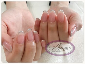 アモーナ ネイルアトリエ(amona nail atelier)/細ーいラメフレンチ♪