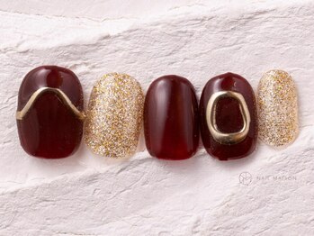 ネイルメゾン 渋谷店(NAIL MAISON)/ボルドーゴールドミラー￥6800