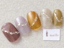 アイネイルズ 三宮店(I nails)/ぷっくりラメライン￥8000