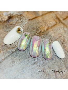 ハートのオーロラネイル