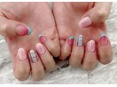 すいか　夏　グラデ　チェック