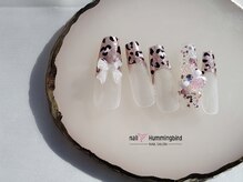ハミングバード(Hummingbird)の雰囲気(韓国ビジューネイルの人気デザイン♪ピンクレオパード柄とリボン)
