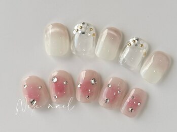 ニジ(Nizi.)/チークネイルとお花ネイル