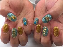 イーズネイル 堺(e's Nail)/ブルーラメ　夏ネイル