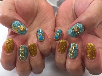 イーズネイル 堺(e's Nail)/ブルーラメ　夏ネイル