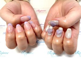 パープルフレンチにハートネイル