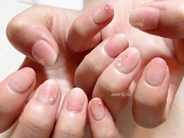 桃ネイル・しずく水滴