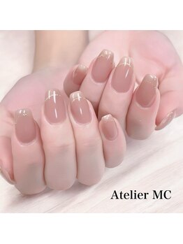 アトリエ エムシー 新富町(Atelier MC)/ワンカラー+ラメフレンチライン