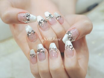 ネイルローズ(NAIL Rose)/パール白フレンチビジュー