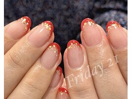 バレンタインのフレンチネイル