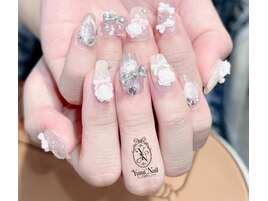 レース3Dローズリボンネイル
