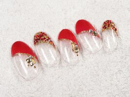 斜めフレンチ　クリスマスネイル