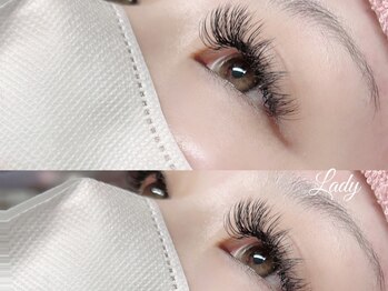 レディ(Lady)の写真/まつ毛を上下エクステで挟み持続力、ボリューム感のある[Wフラット]80束6500円☆ワンホンデザインも可能♪