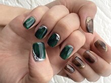 ミネルバネイル(MINERVA nail)/ブラウン×グリーンのべっ甲☆