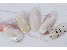 ローズクレア(Rose Crea)/手描きの大理石ネイル