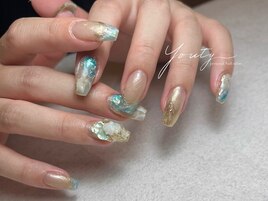 ブルーキラキラネイル