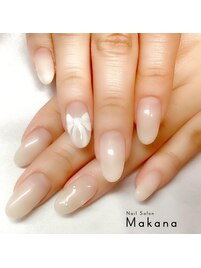 リボンパールネイル