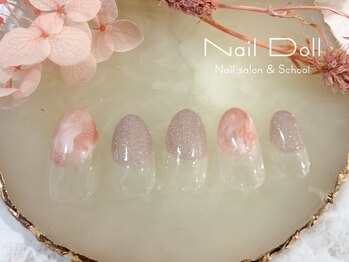 ネイルドール(Nail Doll)/シンプル丸フレンチマーブル