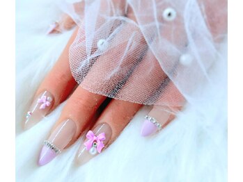 ネイルサロンアンドネイルスクールアートローズ 町田店(Art Rose)/ガーリーリボンネイル