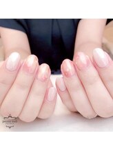 ピオニーネイル(peony nail)/しずくが瑞々しい　桃ネイル