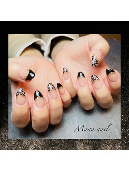 マナネイル(Mana nail)/ヒョウ柄フレンチ