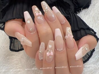 ビューティー静(Beauty静)/長さだしリボン&ハートネイル