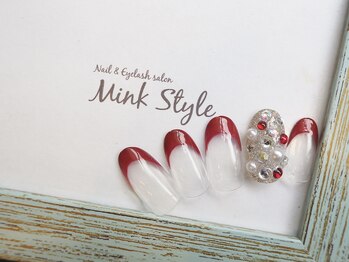 ミンクスタイル 恵比寿店(Mink Style)/赤フレンチビジューネイル
