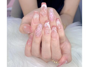 ヘブン ネイル 鶯谷(HEAVEN Nail)/ピンクオーロラネイル