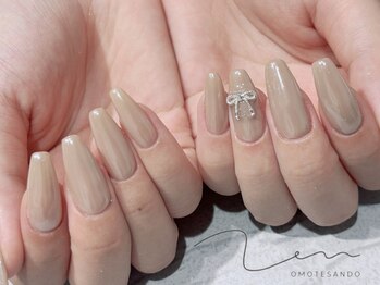 禅 表参道(Zen)/ベージュミラーリボンネイル