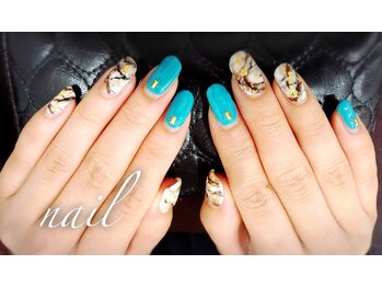 ターコイズカラーで秋ネイル