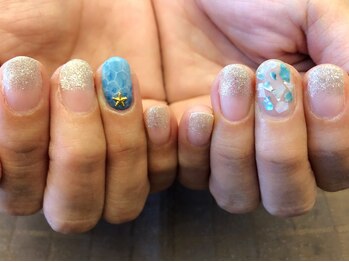 プラハネイル(+HER 美甲)/ドロップアート×シェル