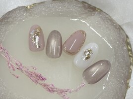 ピンク シェル マグネット 金箔