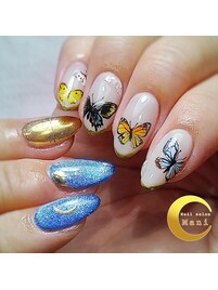 蝶々とマグネットのアートネイル