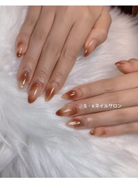 ニュアンス+手書きアートネイル