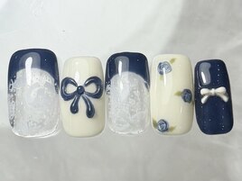 リボンレース小花柄¥9000