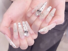 チェックフレンチネイル