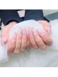 春のちゅるん押し花ネイル