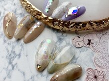 ネイルサロン プラティーン 国立(PLATINE)/ニュアンスネイル手書きフラワー