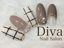 ネイルサロンディーバ 石橋店(Diva)/グレージュ×チェック ￥7700