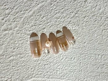 ネイルサロン イントゥ(into_)/チェックネイル　冬　パール