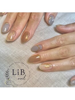 秋色ミラーネイル