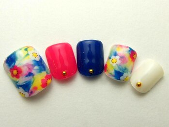 ネイルサロン ドレリッチ 大宮店(drerich)/【7990】モザイクフラワーFOOT