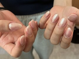 ピンクラメワンカラーネイル