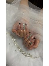 メラク 大阪難波(merak)/ピンクラメネイル/結婚式ネイル